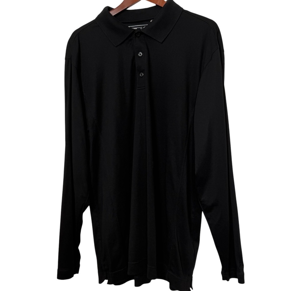 Cutter & Buck Mens XXL Long Sleeve Polo Shirt Black Pima Cotton Moisture Wicking